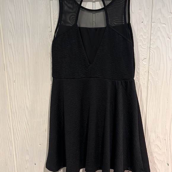 Poof Couture Black Dress Sheer Neckline Large MWT - Picture 6 of 11
